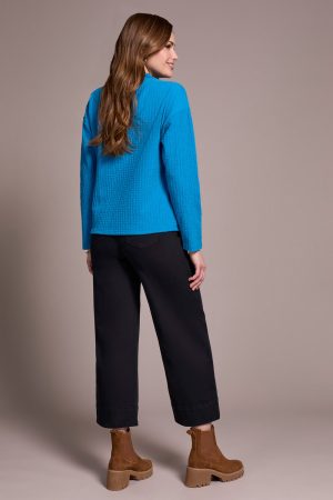 Lightweight Funnel Neck Dolman Sleeve Knit Top-Celestial