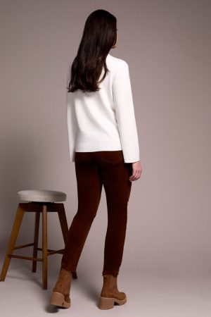 Long Sleeve Funnel Neck Sweater-Cream