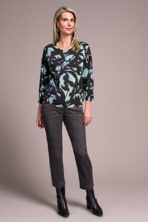 Soft Yarn Three-Quarter Sleeve Crewneck Sweater-Mint