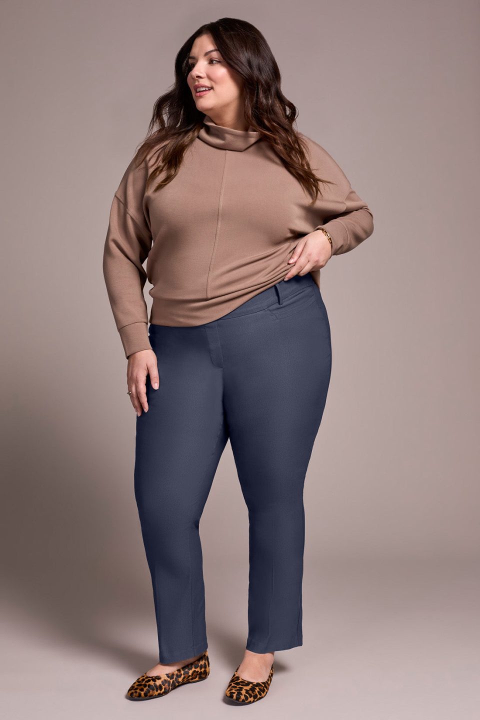 Bengaline Stretch Flatten It® Pull-On Pants-Sapphire