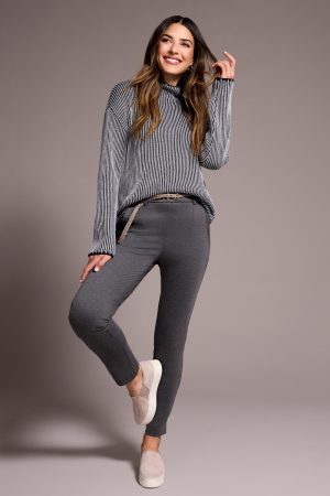 Signature Every Body Ponte Slim Cigarette Pull-On Pants-H charcoal