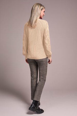Cable Knit Mock Neck Sweater-H latte