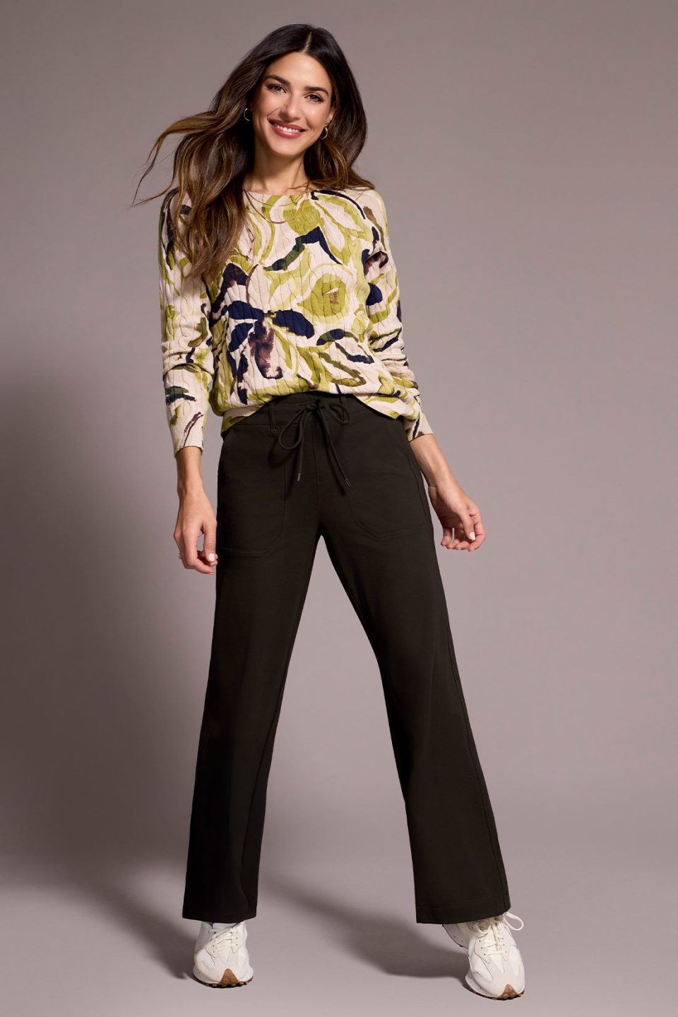 Signature Every Body Stretch Ponte Palazzo Pull-On Pants-Dk ivy