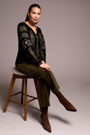 Embroidered Boho Blouse-Black