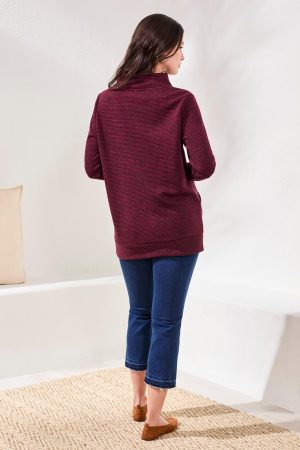 Long-Sleeve Tunic With Invisible Pockets-Wine
