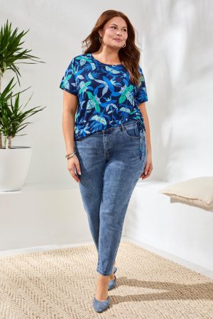 Sophia Curvy Fit Ankle Jeans-Dk.Vintage