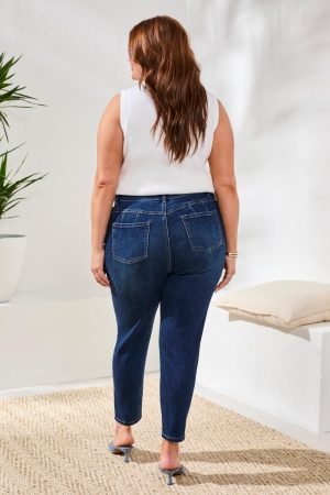 Sophia Curvy Fit Ankle Jeans-Deepocean