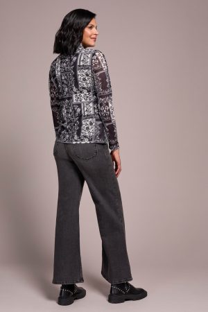 Brooke High Rise Palazzo Jeans-Greyarea