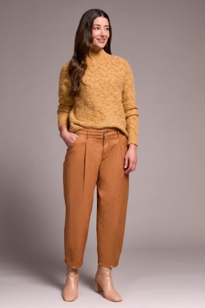 Audrey Mid Rise Girlfriend Barrel Crop Jeans-Biscotti