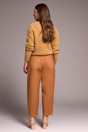 Audrey Mid Rise Girlfriend Barrel Crop Jeans-Biscotti