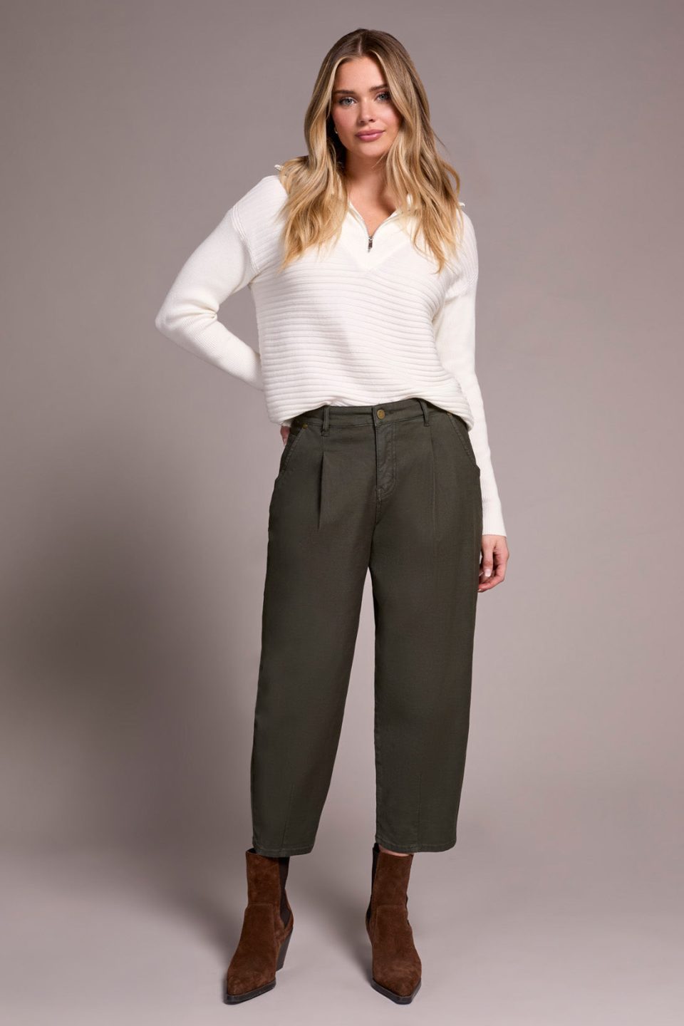 Audrey Mid Rise Girlfriend Barrel Crop Jeans-Spruce