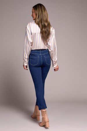 Audrey Pull-On Crop Straight Jeans With Front Crease-Deepwater