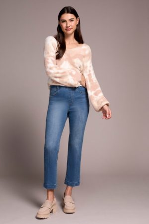 Audrey Pull-On Crop Straight Jeans With Front Crease-Truevintage