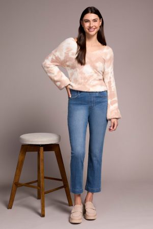 Audrey Pull-On Crop Straight Jeans With Front Crease-Truevintage