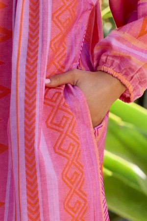 Cotton Summer Dress With Beaded Neckline-Veryberry