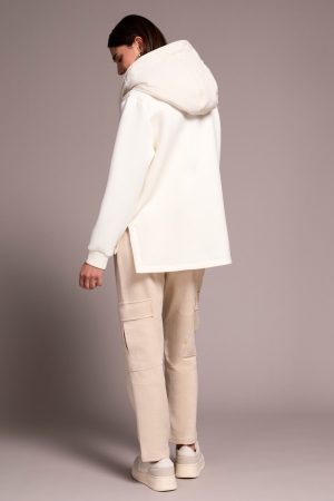 Quilted-Front Combo Puffer Coat-Cream