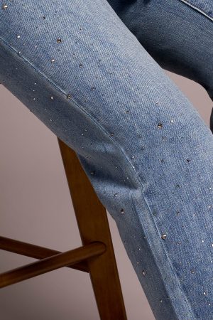 Brooke High Rise Super Straight Rhinestone Jeans-Jewelblue