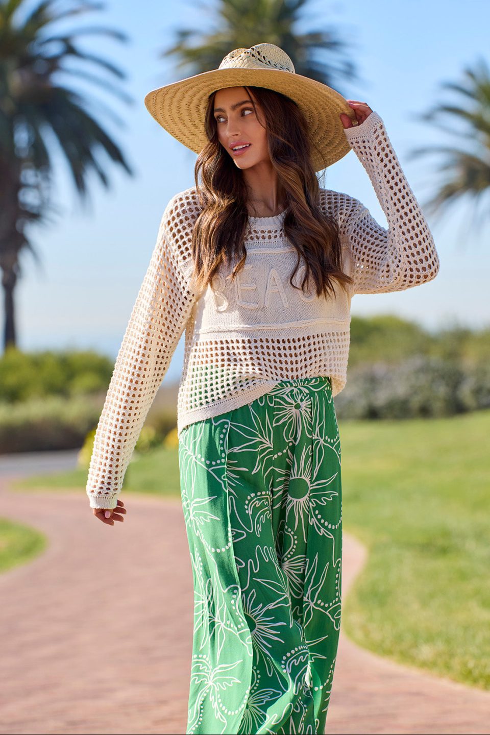 Printed Wrap Front Flowy Cover-Up Pants-Cuzco