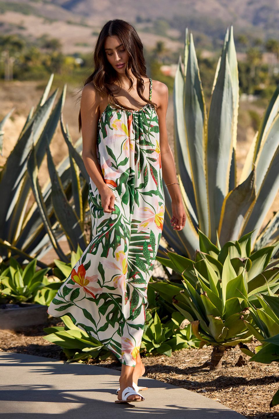 Printed Braided-Strap Maxi Dress With Pockets-Koloa