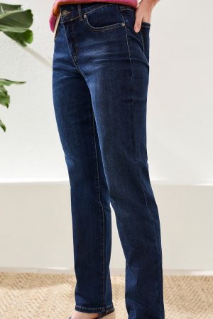 Petite  Sophia Curvy Straight Leg Jeans-Deepocean