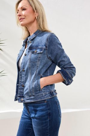 Classic Fit Comfort Stretch Denim Jacket-Dk.Vintage