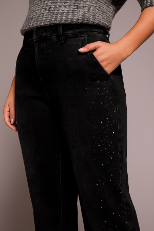 Brooke High Rise Super Straight Rhinestone Jeans-Jewelgrey
