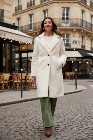 Soft Plush Button-Front Coat-Moonstone