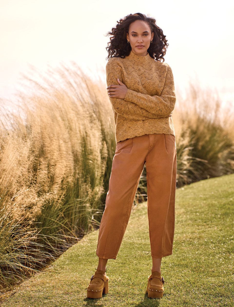 Audrey Mid Rise Girlfriend Barrel Crop Jeans-Biscotti