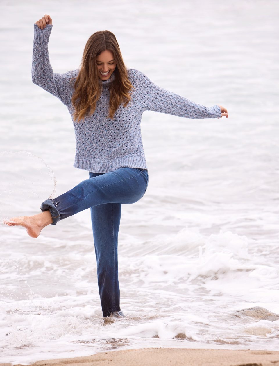 Audrey Boundless Stretch Denim Straight Leg Crop Jeans-Fadedblue