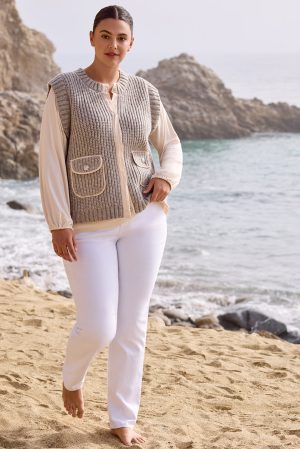 Sleeveless Vest With Pockets-H sandstone