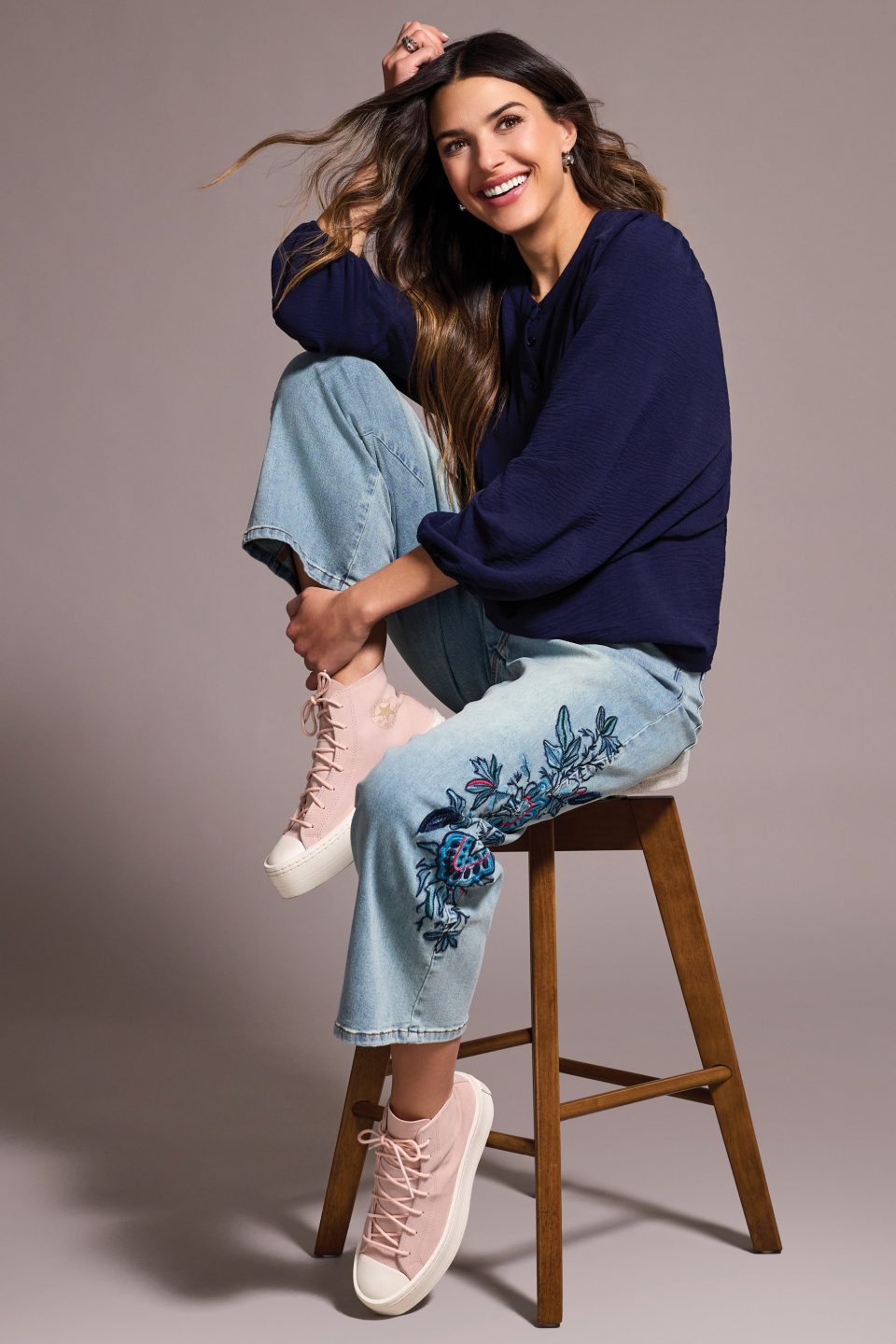 Airflow Long Sleeve Mandarin Collar Blouse-Nightfall