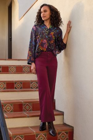 Flowy Dolman Sleeve Blouse-Nightfall