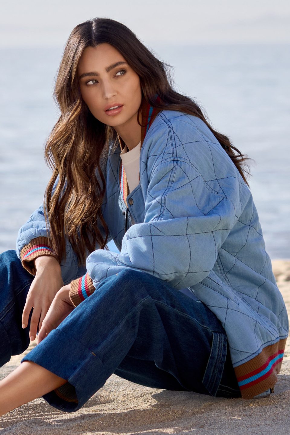 Blue Thread Oversized Cotton Quilted Bomber Jacket-Outoftheblue