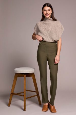 Bengaline Stretch Flatten It® Pull-On Pants-Ivy