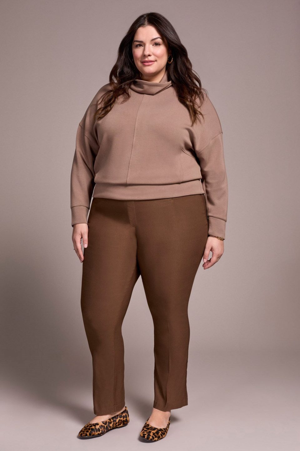 Bengaline Stretch Flatten It® Pull-On Pants-Wood