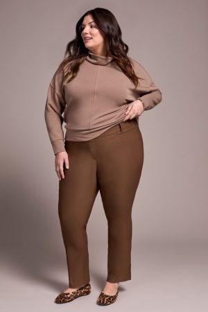 Bengaline Stretch Flatten It® Pull-On Pants-Wood