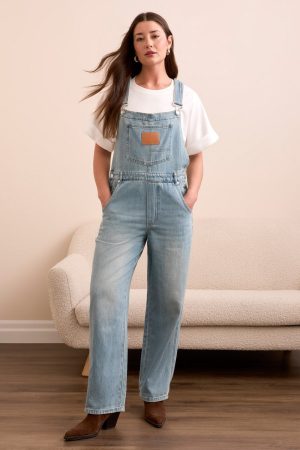 Blue Thread Classic Denim Flowy Straight Leg Overalls-Outoftheblue