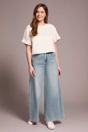 Blue Thread Soft Touch Mercerized Cotton Crew Neck T-Shirt-Cream