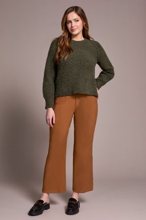 Boucle Long-Sleeve Crew Neck Sweater-Ivy