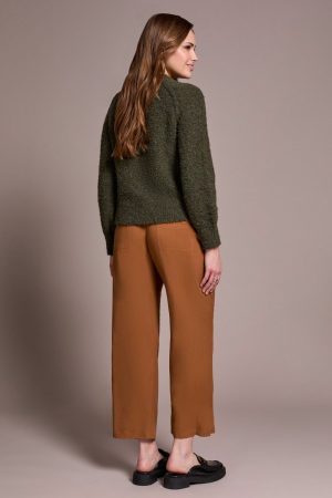 Boucle Long-Sleeve Crew Neck Sweater-Ivy