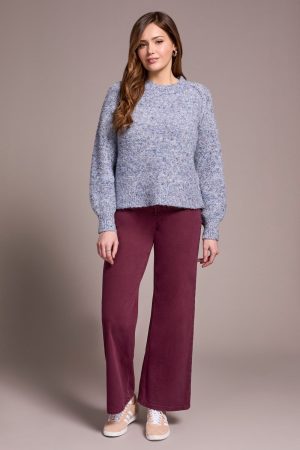 Boucle Long-Sleeve Crew Neck Sweater-Marine