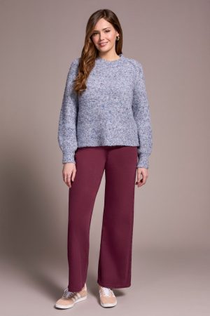 Boucle Long-Sleeve Crew Neck Sweater-Marine