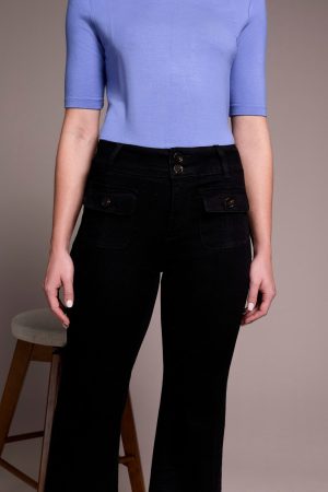 Brooke Comfort Stretch High Rise Palazzo Trousers-Justblack