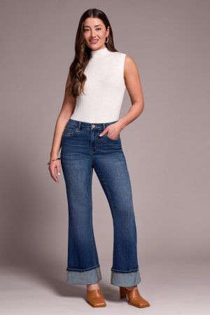 Brooke Cuffed Palazzo Jeans-Antiqueblue