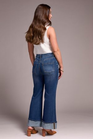 Brooke Cuffed Palazzo Jeans-Antiqueblue