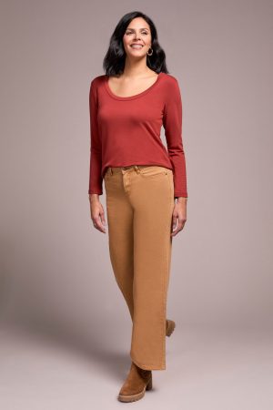 Brooke High Rise Hugging Wide Leg Jeans-Biscotti