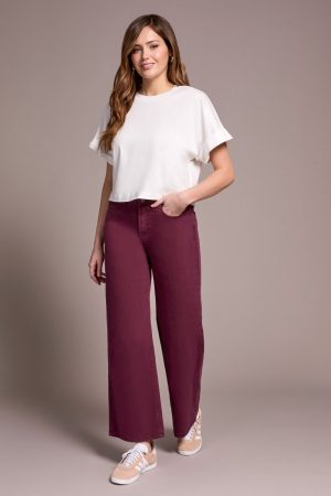 Brooke High Rise Hugging Wide Leg Jeans-Passion plum