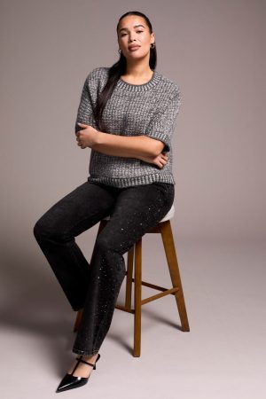 Brooke High Rise Super Straight Rhinestone Jeans-Jewelgrey