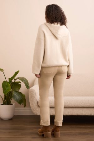 Eyelash Button-Front Elastic Hem Sweater Cardigan-Moonstone