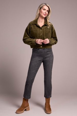 Button-Front Stretch Corduroy Jacket-Ivy